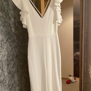 White ruffle jumpsuit